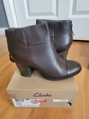 Womens Clarks Enfield Tess Brown Leather Ankle Boot Sz 8 ($160)