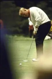 Golf US Open Jack Nicklaus in action making putt on Thursday at Oa- Old Photo