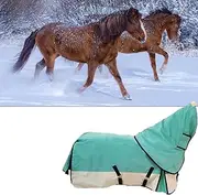 Horse Blankets Winter, 600D Ripstop Horse Blankets for Winter Waterproof, Breathable Warmth and Thickening Pony Turnout Blanket,Removable Bib Horse Winter Blanket,155cm/61in
