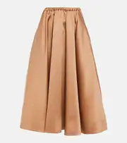 [Valentino] Valentino Pleated duchesse midi skirt AU 14 beige