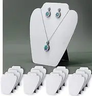 7TH VELVET 12 PCS White Velvet Jewelry Necklace Display Stand, Jewelry Display for Selling and Shows, Necklace Easel Stand, Collapsible Jewelry Necklace Bust Stand