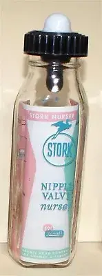 1 Vintage 1958 Stork Nipple Valve Nurser Baby Bottle Collectible new old stock