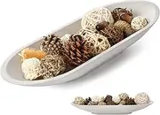 Threan 1 Pcs 16 Inch Large Concrete Dough Bowl Concrete Decorative Centerpiece Bowl Long Coffee Table Bowl for Home Table Dining Room Kitchen Office Decoration