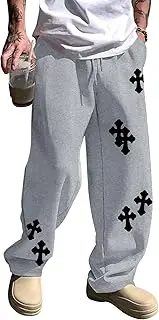 [ZAFUL] Mens Wide Leg Sweatpants Casual Straight Baggy Drawstring Open Bottom Loose Fit Workout Jogger Track Pants with Pockets