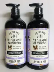 2 Bottles Lavender Mint 2-in-1 Calming Pet Shampoo & Conditioner 33.8 fl oz Each