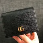 二手精品 GUCCI 古馳 MARMONT GG LEATHER CARD HOLDER黑色 短夾 卡夾 零錢包 錢包