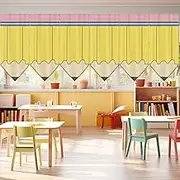 SmoothNovelty 6 Pcs School Classroom Pencil Curtains Back to School Crayon Curtains Colorful Pencil Shaped Curtains for First Day of School Daycare Classroom Bedroom Living Room Decor, 36" x 24"