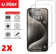 2 For iPhone 16 15 14 13 12 11 Pro Max XR Tempered Glass Screen Guard Protector