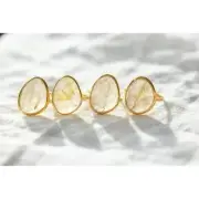 Statement Ring Gold Rutile Quartz Gold Vermeil Beautiful Faceted Rutile Quartz