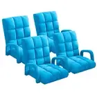 4X Foldable Lounge Cushion Adjustable Floor Lazy Recliner Chair Armrest Blue