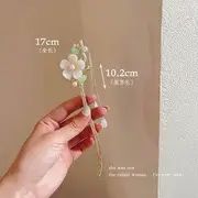 Floral Acrylic Alloy Hair Stick (various designs) White Orchid - Light Gold - One Size