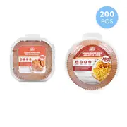 200 Pcs Disposable Unbleached Silicone Paper Dish Air-fryer Liner (100 small square + 100 large round)