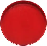 Round Solid Wood Serving Tray, Non-Slip Tea Coffee Snack Plate Food Meals Serving Tray with Raised Edges for Home Kitchen Restaurant(9.5inch,Red)