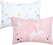 UOMNY Toddler Pillowcases for 13X18 12x16 14x19 Pillow Unicorn Toddler Pillow Case for Girls 2 Pack Kids Pillowcase for Sleepy Pillows Travel Pillowcases Pink/White