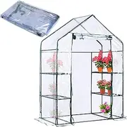 Walk in Greenhouse Replacement Cover with Roll-Up Zipper Door-28x56x76 in PVC Plant Gardening Greenhouse Cover for Gardening Plants Cold Frost Protection Wind Rain Proof (No Frames Include)