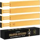 4 Pack Drawer Dividers Bamboo 2.6" High, 16-22" Adjustable Drawer Organizers ...