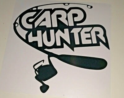 Carp Hunter Sticker, Size 6 x 6 Inch 15 x 15 cm Car, Van,Windows,Bait Box Decal