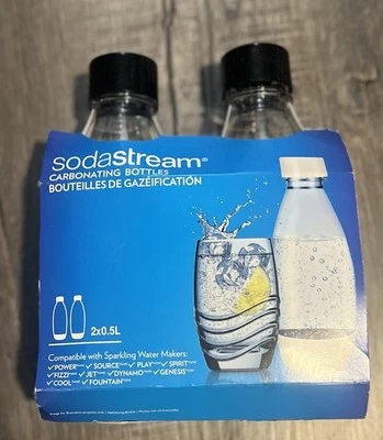 2-PACK Soda Stream Dishwasher Safe Carbonating Bottle Black .5 Liter New