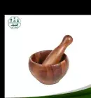 Natural Wooden Mortar With Pestle Grinding Herb Garlic Papaya Salad Som Tum