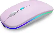 [AIKOKOK] Wireless Bluetooth Mouse Rechargeable Laptop Mice with LED Use Portable(BT5.2 and USB 2.4G) Dual Mode Connection Silent Slim Computer Mouse for Laptop/iPad Tablet/Apple MacBook/PC (Pink)
