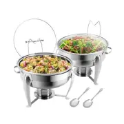 BriSunshine 6 QT Chafing Dish Buffet Set with Serving Spoons, 2 Packs Stainle...