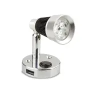 LED Autolamps Chrome Interior Reading Light 12 Volt USB Outlet Bulk