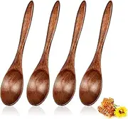 cobee 5.9 Inch Small Wooden Spoons, 4 Pack Wooden Honey Spoon for Tea, Small Soup Spoons Serving Spoons Wooden Teaspoon for Coffee Tea Jar Condiment Jam Salts