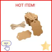 G2PLUS Blank Gift Tags with String, 100PCS Kraft Paper Hang Tags, Wedding Favor