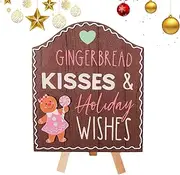 Gingerbread Wooden Signs - Wooden Gingerbread Desktop Welcome Sign - Christmas Party Welcome Sign Gingerbread Shop Sign Holiday Decor for Home Party Outdoor Indoor