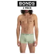 Mens Bonds Guyfront Trunk 2 PACK Cotton Stretch Seamfree Remixed Sage Sport MZVJ