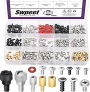 Swpeet 310Pcs Computer Screws Motherboard Standoffs Screws Assortment Kit, PC Computer Screws Kit Set for Mainboard, Hard Drive HDD Hard Drive PC Fan Power Supply DIY PC Installation & Repair