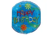 Unique Stars Happy Birthday Foil Balloon (Blue/Multicoloured) (One Size)