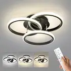 15.74in Dimmable LED Modern Flush Mount Ceiling Light Fixture with Remote Con...