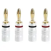 4PCS/Set Copper Gold Plated Cross Banana Plug Solder-Free Audio Speaker Plug