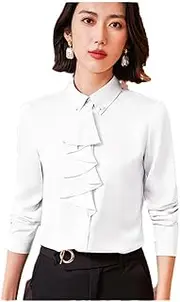 [Generic] Women's Spring Formal Long Sleeve Chiffon Shirt Professional Temperament Office Ladies Blouses