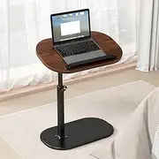 C Shaped Side Table Adjustable Height,360°Swivel & Flip Top,Sofa Side Small Coffee Table, Round End Tables,Anti-Rust Waterproof，Small Coffee C Table for livingroom/Sofa/Bed/Bathtub/Laptop, (Walnut)