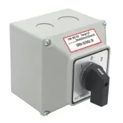 32A Rotary Changeover Switch with Box, 660V 3 Position 2 Phase 8 Terminals,