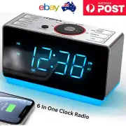 Digital Alarm Clock FM Radio Bedside Night Light Dual Alarm USB Charge Bluetooth