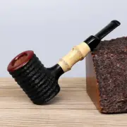Briar Wooden Smoking Pipe Straight Acrylic Stem Poker Tobacco Pipe with 10 Tools