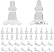 [Generic] 100 Pcs Full Cover Earring Backs for Hook Earrings, Hypoallergenic Soft Ear Safety Pads Backstops to Stabilize Earring Studs(8x11 mm)