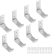 Foldable Coat Hooks, 8 Pieces Wall Hooks for Hanging Coat Cloth Backpack, Foldable Towel Hooks, Headphones Jacket Holder, Aluminium Alloy with Screws for Wallet, Hat, Keys, Silver