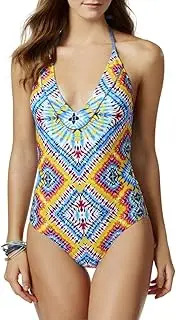 [Jessica Simpson] Women's Surfside Tye Dye Lace Back Maillot One-Piece Swimsuit