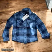 Members Mark Boys Blue Plajd Fleece Sherpa Lined Jacket (Small)