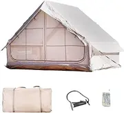 Inflatable Camping Tent, Family Tent for 4-6 Persons, with Air Pump, 6.3 Square Meters, 2.1 Meters High, 12 Cm Thick PVC Air Column, Puncture-Proof and Fold-Proof, Upf50+ Heat Insulation, for Outdoor