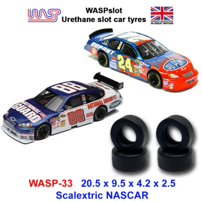Urethane Slot Car Tyres x 4 No 33 Scalextric Nascar Front and Rear Wasp