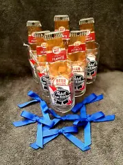 6 Pabst Blue Ribbon Beer Can Shaped Beer Glass with Beer Nuts 6 Pack
