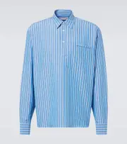 [Orlebar Brown] Orlebar Brown Striped linen and cotton shirt UK 16 blue