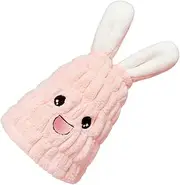 BATHVEVE Rabbit Ear Absorbent Hair Towel Cap for Dry Hair Wrap Hat Cute Shower Drying Cap for Home Travel and Daily Use