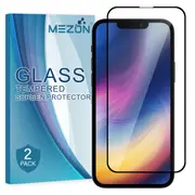 [2 Pack] Full Coverage Apple iPhone 13 Pro (6.1”) Tempered Glass Crystal Clear Premium 9H HD Screen Protector by MEZON (iPhone 13 Pro, 9H Full) – FREE EXPRESS