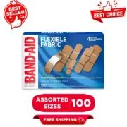 Band-Aid Flexible Fabric Adhesive Bandages, Assorted, Protect Minor Wound 100 Ct